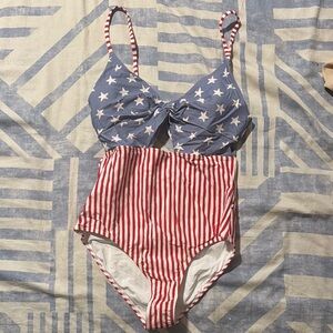 NWOT Caden Lane Blue and Red Star Striped One Piece